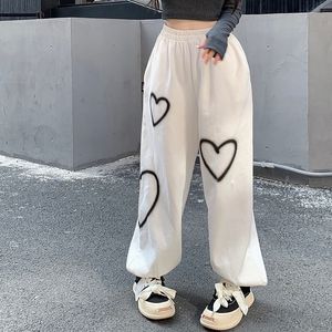 Women s Pants s Heart Printing Sweatpant Loose Straight Joggers High Waist Wide Leg Oversize Streetwear Korean Y2k Hip Hop Trousers 230808