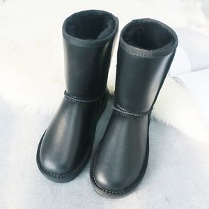 Boots mode vattentätt snö äkta fårskinn läder kvinnors vinter 100 naturliga päls varma ull kvinnor stor storlek 230807