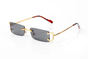 Tasarımcı Güneş Gözlüğü C ŞEKİL ERKEKLER İÇİN KADAR GEYGLASSES Tapınak Metal Çerçevesiz Lüks Dikdörtgen Gözlük Aksesuarları Satıcı Gafas Para El Sol De Mujer