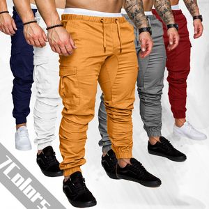 Calça Masculina Moda Macacões Com Vários Bolsos Calças Esportivas Masculino Casual Fitness Corredor com Cordão Faixa 230808