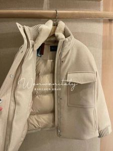 Womens Jackets Autumn and Winter loro Cashmere Pocket Down Jackets White