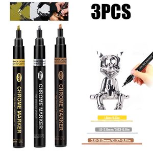 ペインティングペン23pcs電気めっきゴールドとシルバーミラーマーカーペン反射金属クロムマルチサイズ油性カーモデル充填ペイント230807