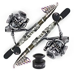 Tekne Balıkçılık Çubukları Sougayilang 1.8-3.3m Karbon Fiber Dönen Balıkçılık Çubuğu ve 131bb Fishing Reel Combo Teleskopik Balıkçı Kutup Dönen Makara Kiti 230807