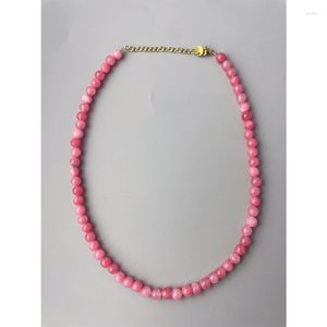 Anhänger 5 Farbe handgemachte Perlen Halskette Naturstein rund blau rosa Kristall Quarz rot Granat für Frauen Schmuck Geschenk