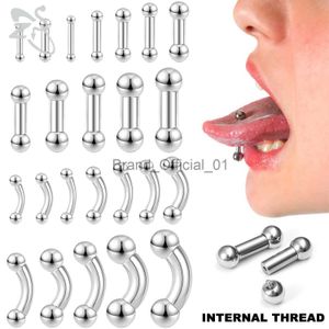 ZS 1 PC 00-12G 316L Stainelss Steel Tongue Piercing Curved Large Gauge Eyebrow Labret Stud Ear Expanders Internal Thread Earring x0808