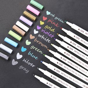 Markörer 10 färger STA FINELINER Metallic Marker Pen Linere FeltTip Pens Brush List Diary for Drawing School Stationery Art Supplies 230807