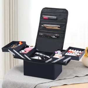 Cosmetic Bags Cases Multilayer Clapboard Cosmetic Bag Case Beauty Salon Tattoos Nail Art Tool Bin Women Makeup Organizer Large Capacity Bag 230808