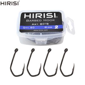 Fishing Hooks 50pcs Carp Fishing Hooks Barbed Pinpoint Claw Hooks PTFE Coating High Carbon Stainless Steel Eyed Fish Hooks 8019 230807