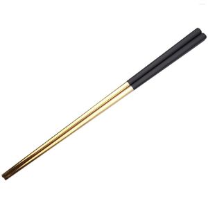 Dinnerware Sets 5 Pairs Chopsticks Stainless Steel Chinese Gold Set Black Metal Chop Sticks Used For Sushi