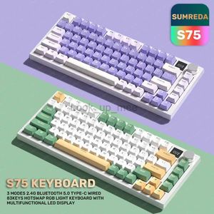 Sumreda S75 Wireless Mechanical Keyboard Gaming 81Keys 2.4G Bluetooth Game Keyboard RGB Backbellitt HOTSWAP Gamer Keyboard TecLado HKD230808