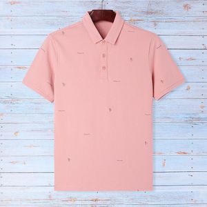 Polos masculinos branco rosa verde preto manga curta camiseta polo estampada verão casual lapela tamanho grande desgaste