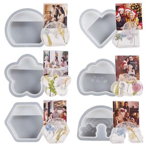 Business Card Holder Silicone Resin Molds Family Photos Holder Multi Design Flexible Concave Mould for Epoxy Resin and Concrete