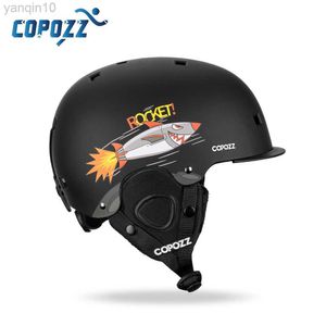 Skihelme COPOZZ Cartoon Kinder Kinder Skihelm Integral geformter Outdoor-Sportschutz Snowboardhelm Damen Skiausrüstung HKD230808