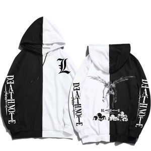 Moletons Masculinos Death Note Anime Hoodie Hip Hop Streetwear Masculino Feminino Harajuku Graphic Vintage Patchwork Oversized Sweatshirt 230807