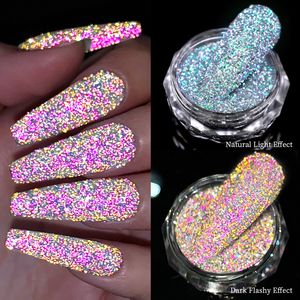 Nail Glitter Reflective Powder Reflection Shinning Crystal Sequin Chrome Pigment UV Gel Polish Decoration 230808