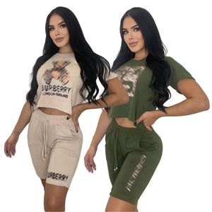 Women's Tracksuit Lounge Pants Set Women's Jogging Wear Designer Brand Short Sleeves and Shorts Free Ship