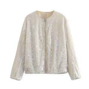 Women's Jackets Sequin Jacket Women Chic Fashion Shiny Bomber High Street Coat Top Female 2023 230808