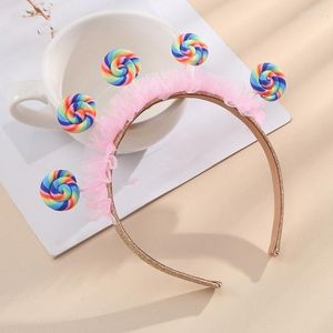 Hair Clips Toddler Pleated Lace Lollipop Shape Headband Amusement Park Children Day Party Festival Hoop For Couple Headpiece