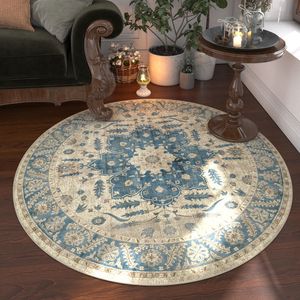 Carpets Round for Living Room Vintage Floral Large Area Home Decor Luxury Bohemian IG Exotic Art Soft Bedroom Polyester Rugs 230808