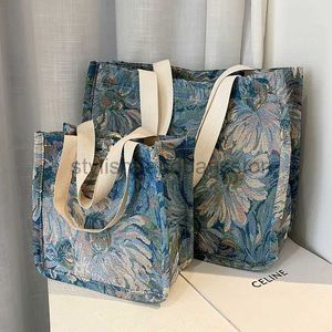 Umhängetaschen Sen-Serie Ölgemälde tragbare One-Shoulder-Leinentasche 2023 neuer fauler Stil Pendel-Damentasche lässige Tragetaschenstilvoller Handbagsstore