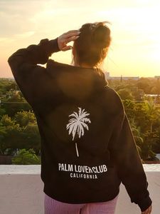 Hoodies للسيدات Sweatshirts Palm Lover Club كاليفورنيا طباعة للسيدات القطن هوديس الشخصية خمر عروض بلوزات غير رسمية جميع الرياضيات زوجين pullovers 230808