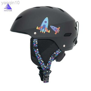 Ski Helmets Cartoon Ski Helmet Kids Children Snowboard Helmet ABS+EPS Integrally-molded Outdoor Sports Helmet Skiing Equipment HKD230808