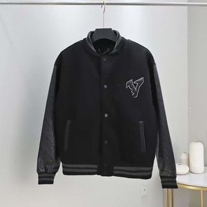 2023 fashion casual jacket flocking leather sleeves baseball coat uniform luxury high single-breasted thermal clip men and women the same