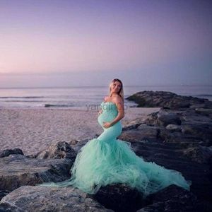 Maternity Dresses Sexy Shoulderless Maternity Photography Props Dresses Lace Mesh Pregnancy Dress Photo Shoot Maxi Gown Clothes For Pregnant Women HKD230808