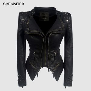 Женские куртки Caranfier Женская женская кожаная куртка PU