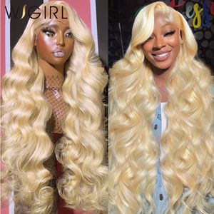 Synthetic Wigs Wigirl Brazilian Honey Blonde Color 613 Body Wave HD Transparent 13x6 Lace Front Human Hair Pre Plucked Frontal Wig 230807