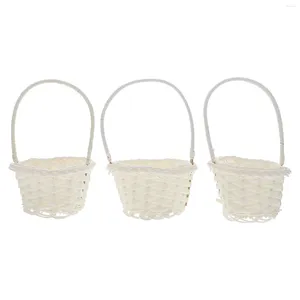 Dinnerware Sets 3 Pcs Kids And Crafts Rattan Vegetable Kid Baskets Handheld Woven Shopping Picnic White Plastic Party Candies Child