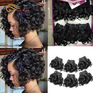 Lace Wigs Curly Human Hair Bundles 100 Brazilian Weave 6 Pcs Lot Color 1B 2 4 30 33 99J 230807