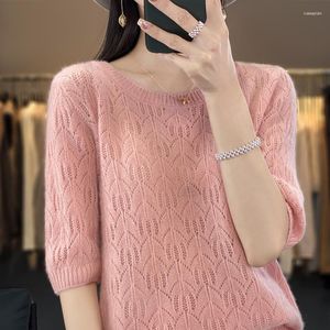 Kadın Sweaters Giyim T-Shirt Yaz Knited Hollow Kısa Kollu Merino Yün Küzücü Tank Top Moda Koreli Tees