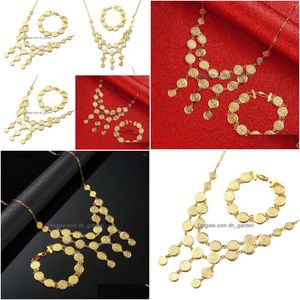 Brincos Conjunto de Colar Habesha Etíope Moedas de Noiva Pingentes Gargantilha Pulseira Pulseiras Jóias Para Mulheres Meninas Drop Delivery Dhgarden Dhs9R