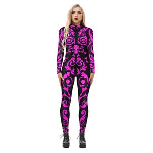 Kvinnors jumpsuits kvinnor sexig smal jumpsuit cosplay kostym halloween fest 3d tryck catsuit bodysuit fancy kläder