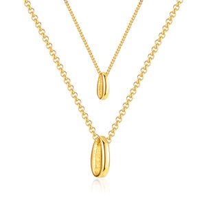 Women Layered Necklace Pendant Multilayer Chain Stainless Steel Layering Choker Fashion Gifts 16inch +6cm Gold Plated n2275