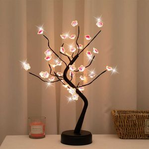 Blossom Desktop Artificiale Warm Touch Decorazione Lampada White Light Tree Home Usb / batteria Cherry Switch Bonsai Powered HKD230808