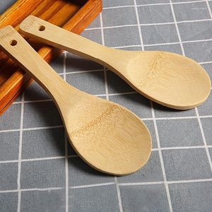 Conjuntos de louça de madeira natural bambu sólido colher 2 peças conjunto 23 cm arroz cabo plano cozinhar mistura mexer utensílios de cozinha talheres