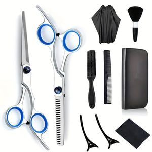 8 pçs/10 pçs conjunto de tesoura de cabeleireiro profissional 6 polegadas tesoura de cabelo com bolsa pente clipe escova de corte de cabelo kit de tesoura de corte de desbaste