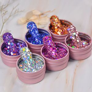 Nail Glitter iriscent Art paljetter Silver Chunky Diy Chrome Powder Sparkly Hexagon Flakes Manicures Decorations 230808