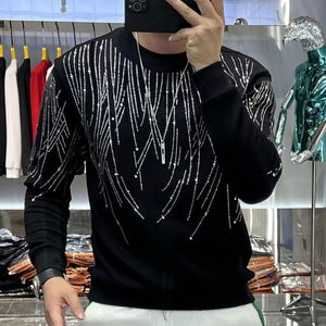 Męskie bluzy bluzy Bluzy swobodne koszulki o nokrecie homme diamentowy Tassel Tshirt Men Men krótki rękaw