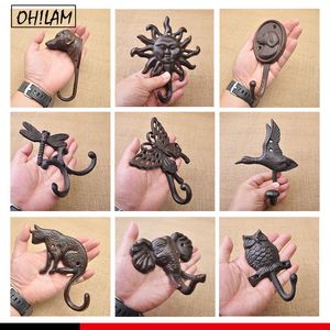 Hooks Rails Vintage Rustic Cast Iron Nautical Anchor Design Key Coat Rack Decorative Wall Mounted Antique Shabby Chic Metal 230807