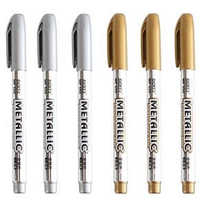 Painting Pens 6PcsLot DIY Metal Waterproof Permanent Paint Marker Sharpie Gold and Silver 15mm Student Supplies Craftwork Pen Art paint 230807