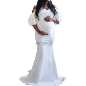Vestidos de maternidade 2022 verão gravidez vestido de tiro fotográfico sexy roupas sem alças para mulheres grávidas vestidos longos roupas de gravidez S M L Xl HKD230808