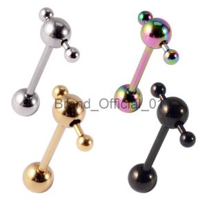 4 Stück Zungenpiercings aus chirurgischem Stahl, Zungenhantelring, Kugelzungenring, Industrie-Ohrstecker, Tragus-Helix-Piercing, Körperschmuck x0808