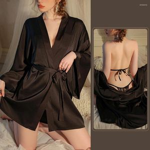 Women's Sleepwear Women Satin Robe Nightdress Sexy Wedding Bridesmaid Kimono Dressing Gown Seductive Bathrobe Pajamas Nightwear