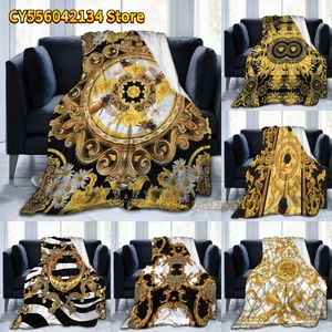 Blankets Yellow Rose And Bees Vintage Kitsch Baroque Scarves Sofa Bed Flannel Fleece Blanket Plush Bedding Pink Blue Blanket for Beds 230808