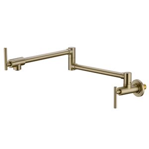 Pot Filler Tap Wall Mounted Foldbar Kitchen kran Singel Cold Single Hole Sink Taps Rotate Folding Spout Borsted Gold Sus 304