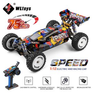 ElectricRC Car WLtoys 124007 75KMH 4WD RC Professional Racing Brushless Électrique Haute Vitesse OffRoad Drift Télécommande Jouets pour Garçon 230808