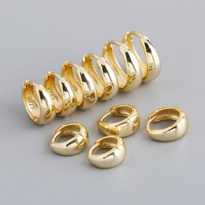 Hoop Huggie 925 Sterling Silver Earring Classic Golden Wide Noodles Round Ear Ring Multi Size Wild Personality Trend Female Girl Jewelry 230807